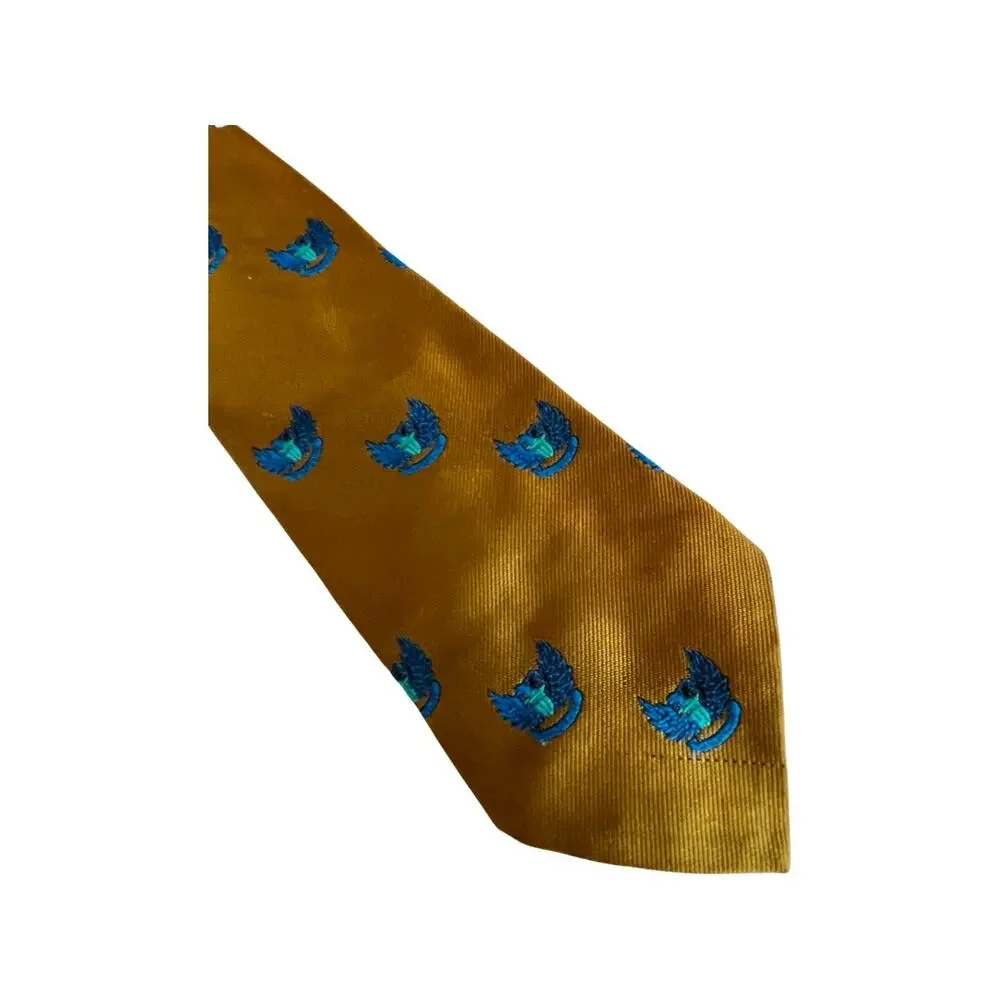 Vintage Gold Coat of Arms Tie, Regalon Dark Mustard Honeycomb Vintage Tie
